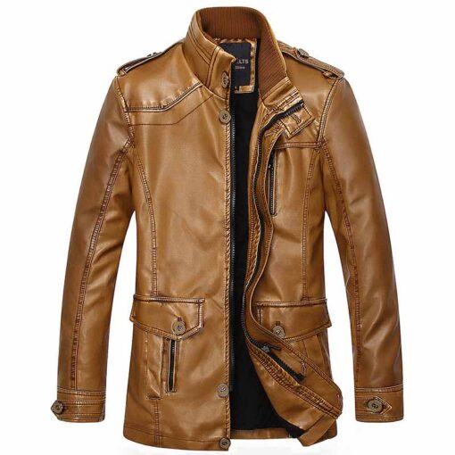 Men's Stand Collar Leather Jacket